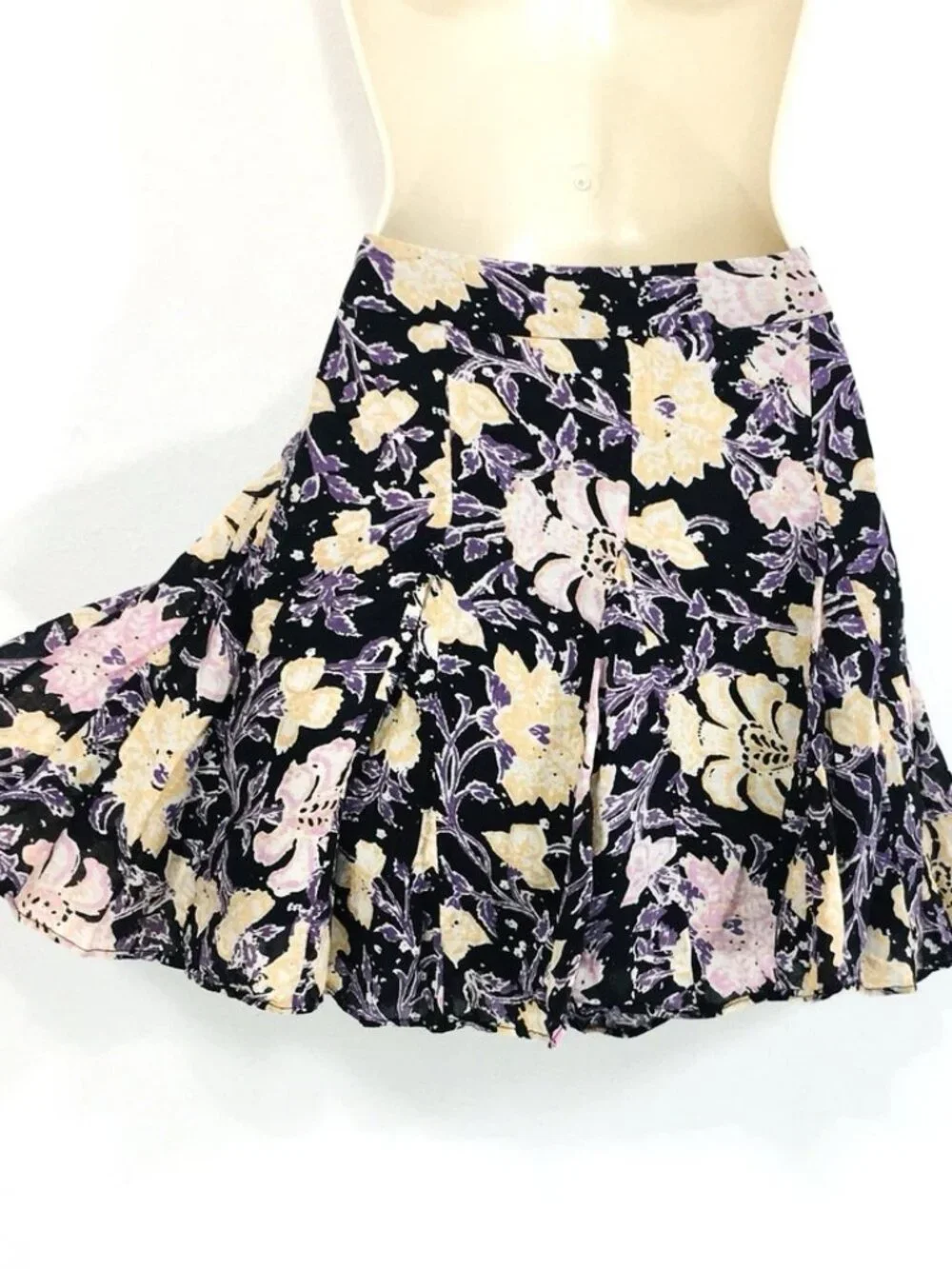 Free People Sz 8 End of the Island Floral Godet Mini Skirt Cotton Boho Cottage
